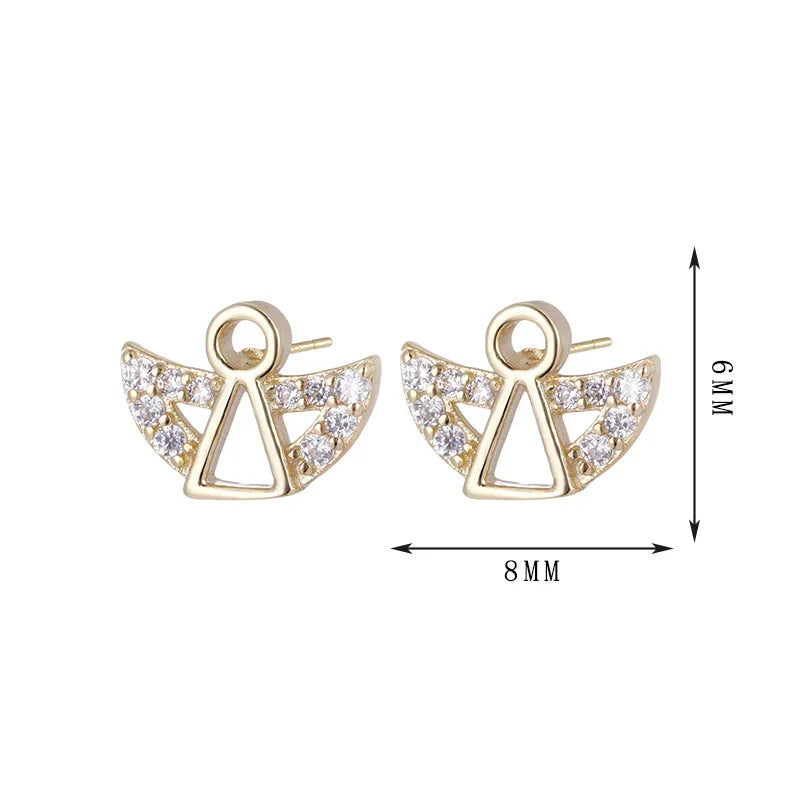 Snowflake, angel, triangle earrings, shining zircon, niche design - Lyra