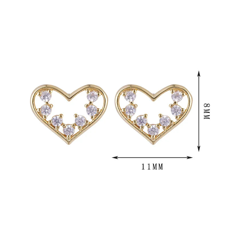 Heart design earrings, heart with three different zircons, simple and versatile, unique style set 9 - Lyra