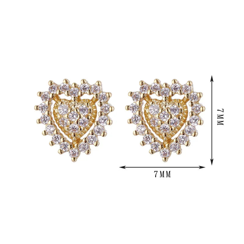 Heart design earrings, heart rays with three different zircons, simple and versatile, set 8 - Lyra