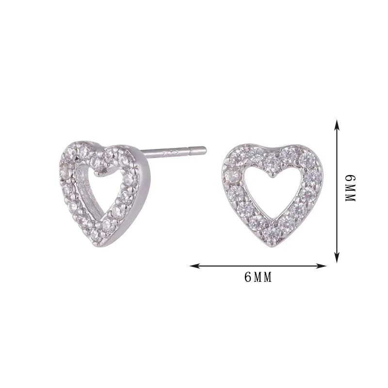 Heart design earrings, four hearts with different zircon combinations, simple and versatile, unique style set 10 - Lyra