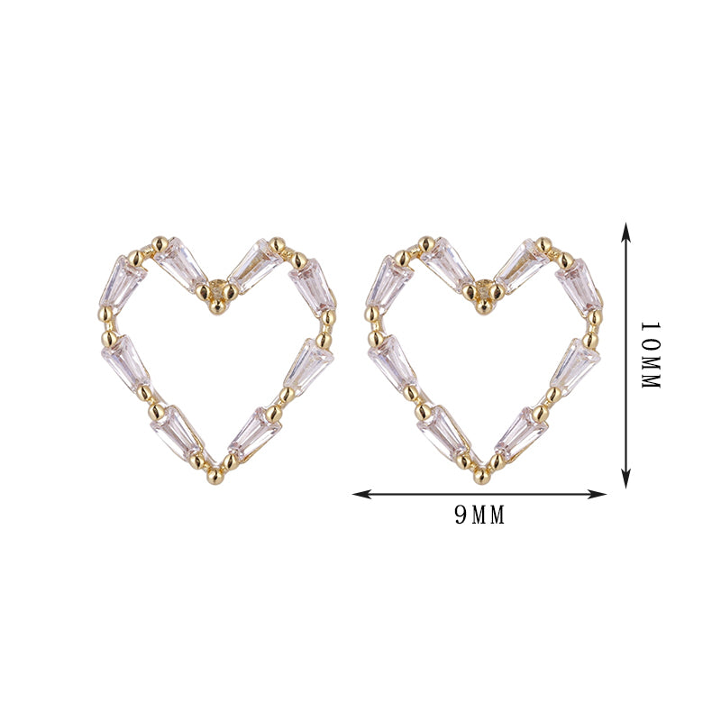 Heart design earrings, four hearts with different zircon combinations, simple and versatile, unique style set 10 - Lyra