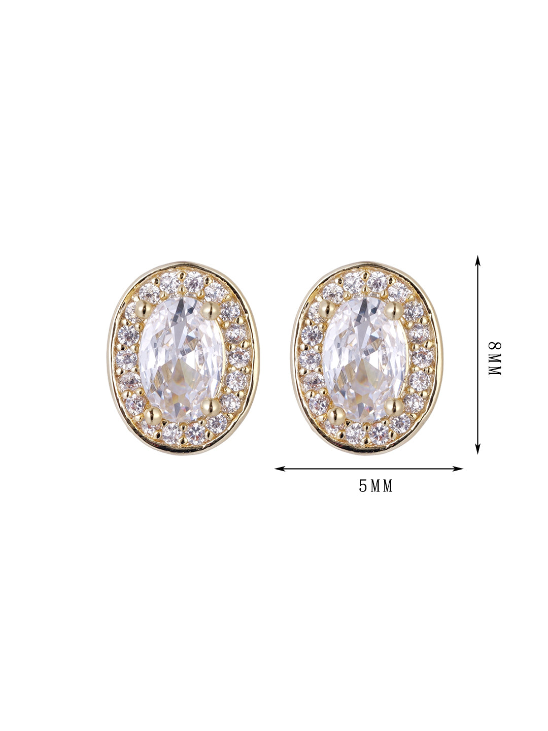 Round or oval, a main zircon inlaid with small zircon earrings, simple and popular style - Lyra