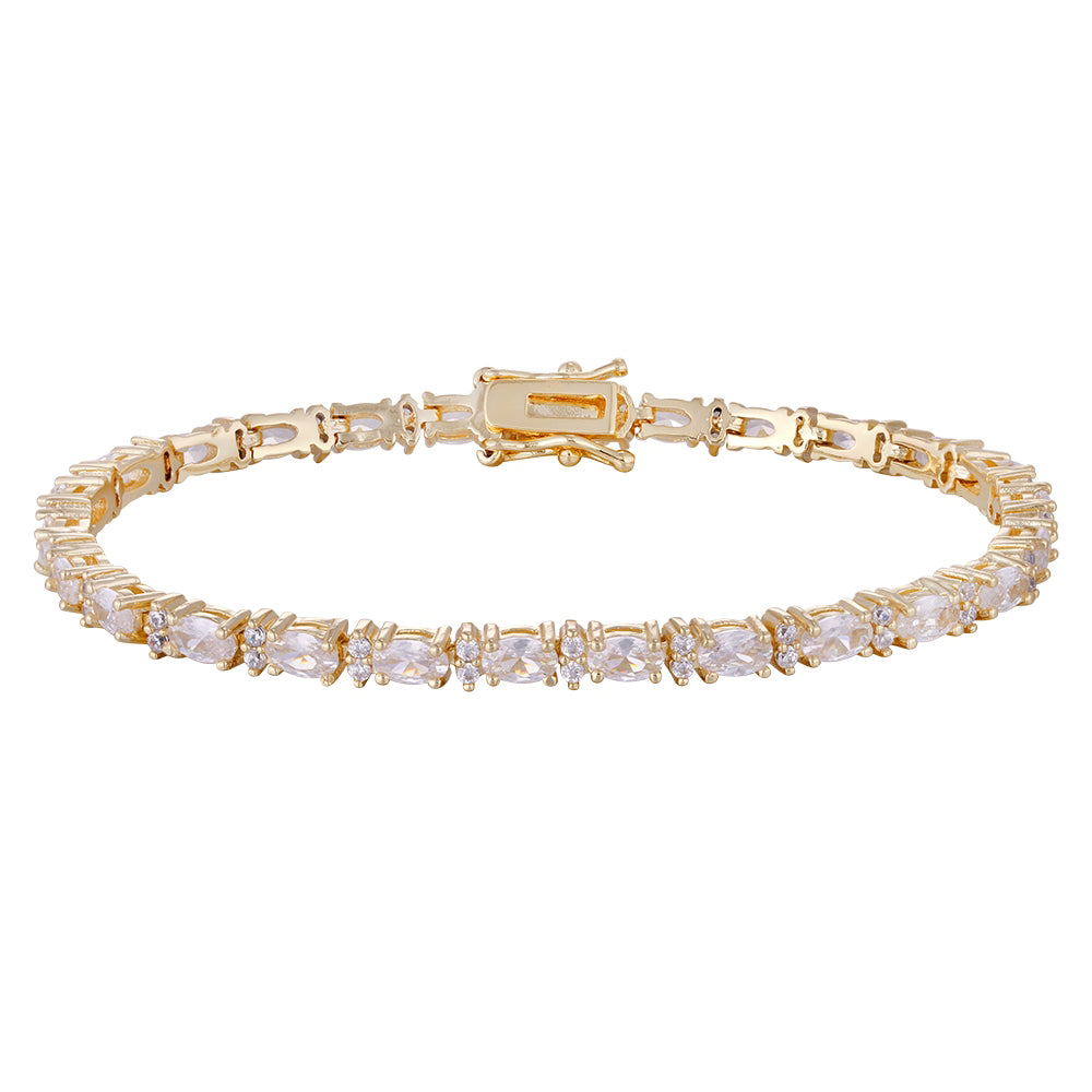 Bracelet copper plated with three layers of gold, green, white zircon inlay, wholesale purchase, non-allergenic, unique style - Lyra