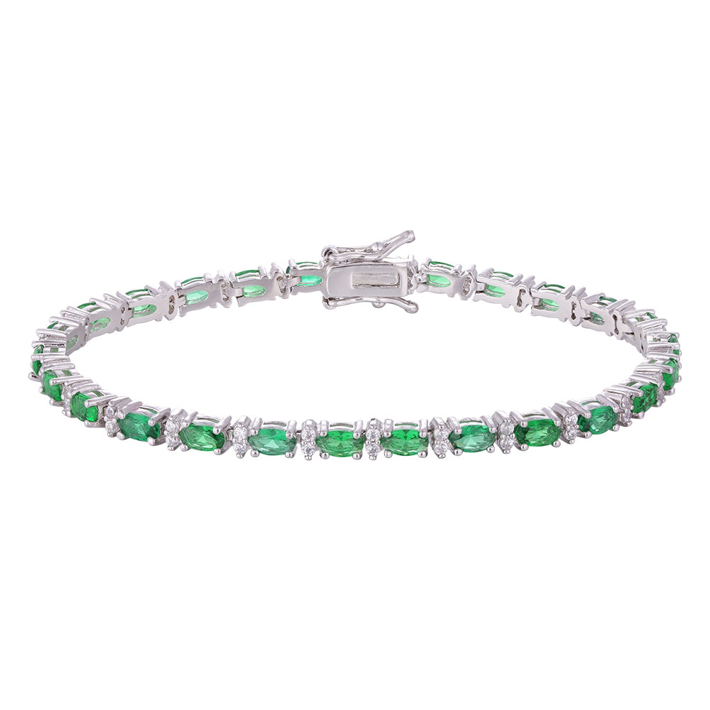 Bracelet copper plated with three layers of gold, green, white zircon inlay, wholesale purchase, non-allergenic, unique style - Lyra