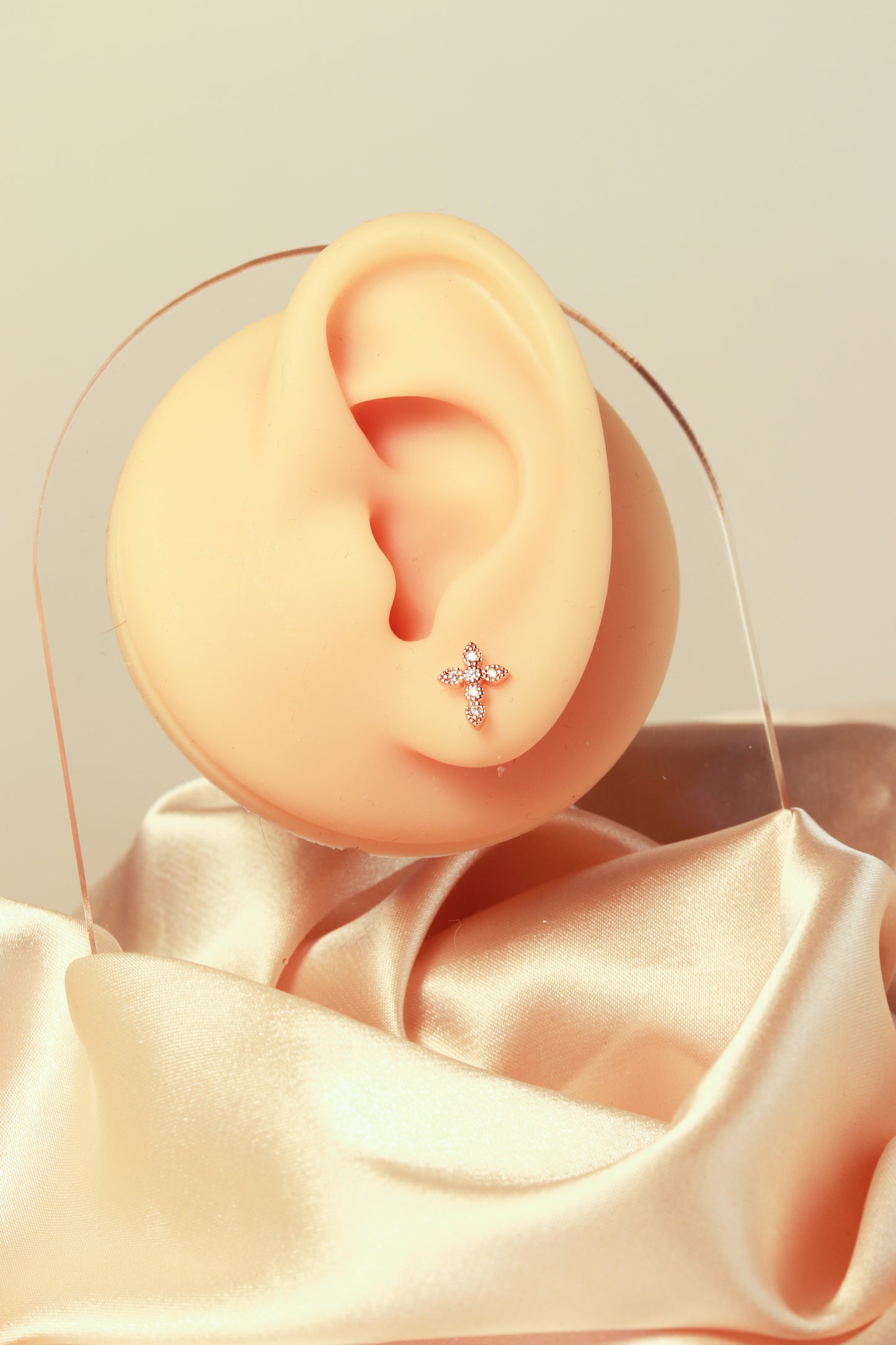 Cross-style earrings, colorful zircon moon-style earrings, exquisite and versatile - Lyra