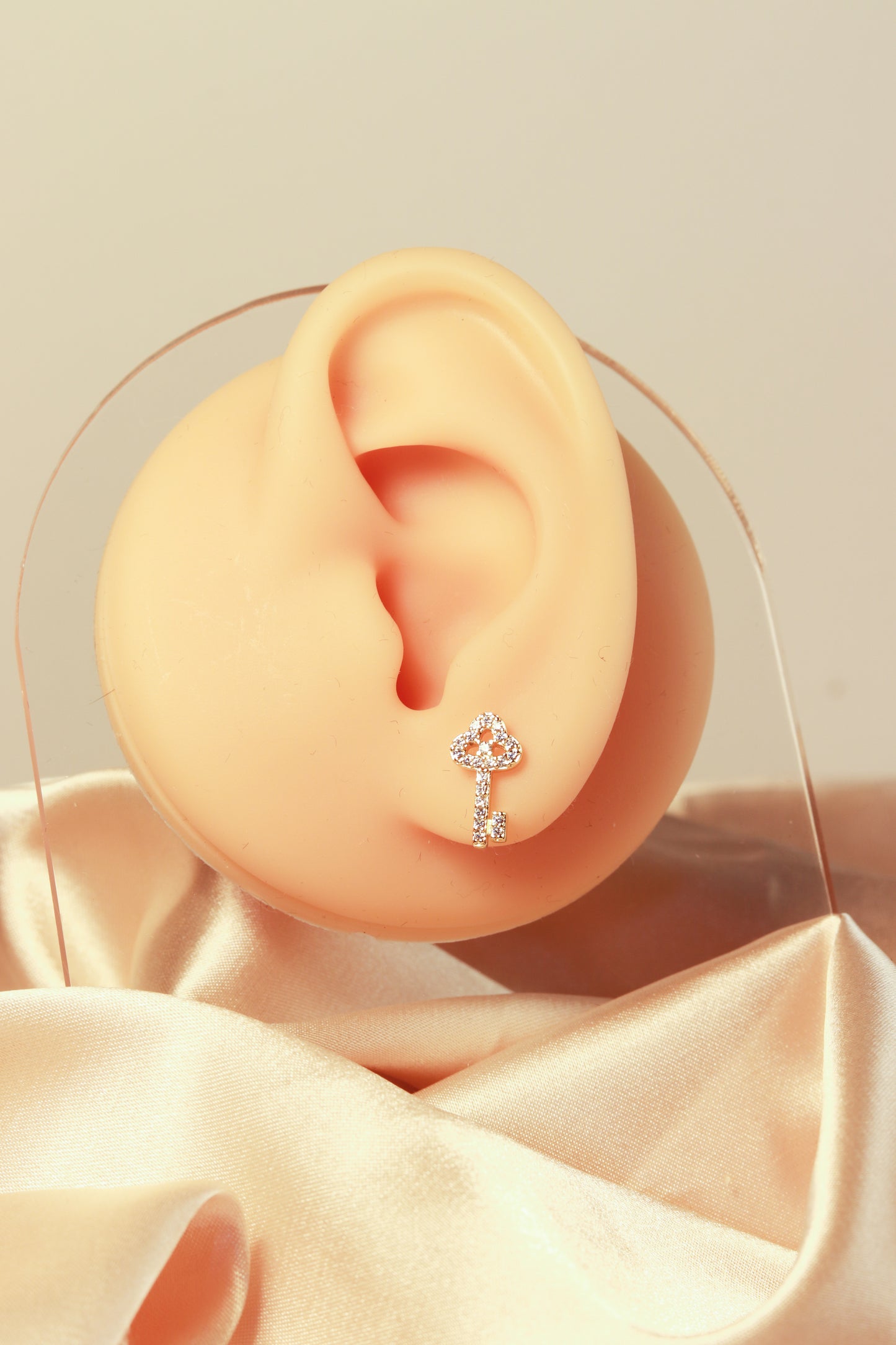 Crown style zircon earrings, key white zircon, colored zircon style earrings - Lyra