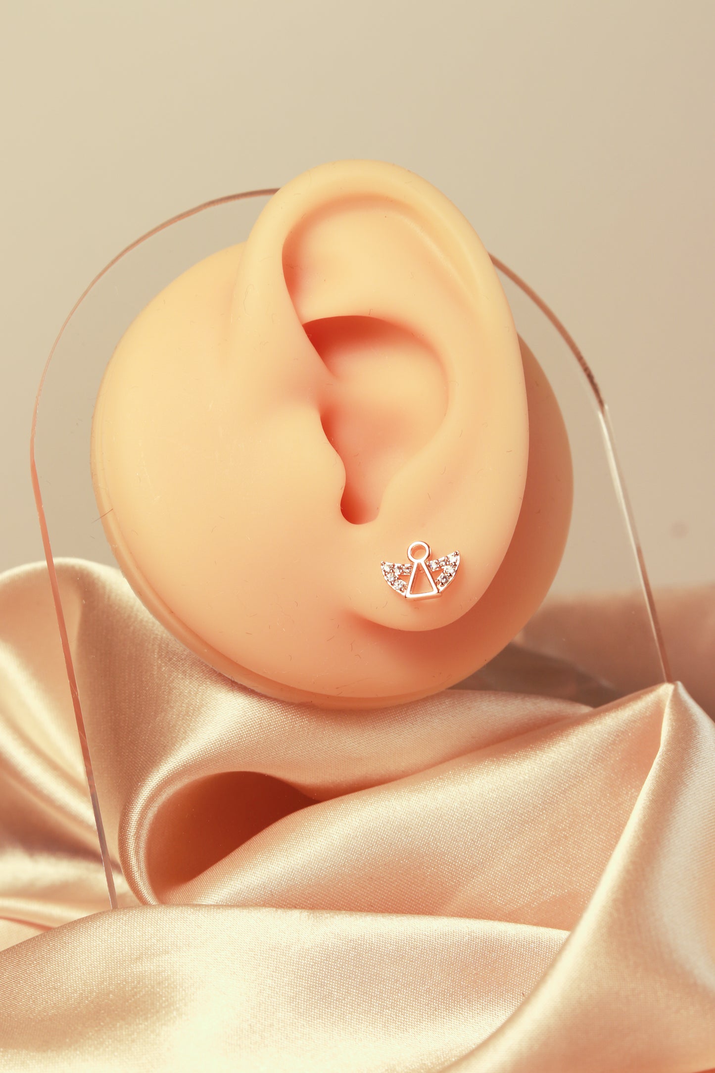 Snowflake, angel, triangle earrings, shining zircon, niche design - Lyra
