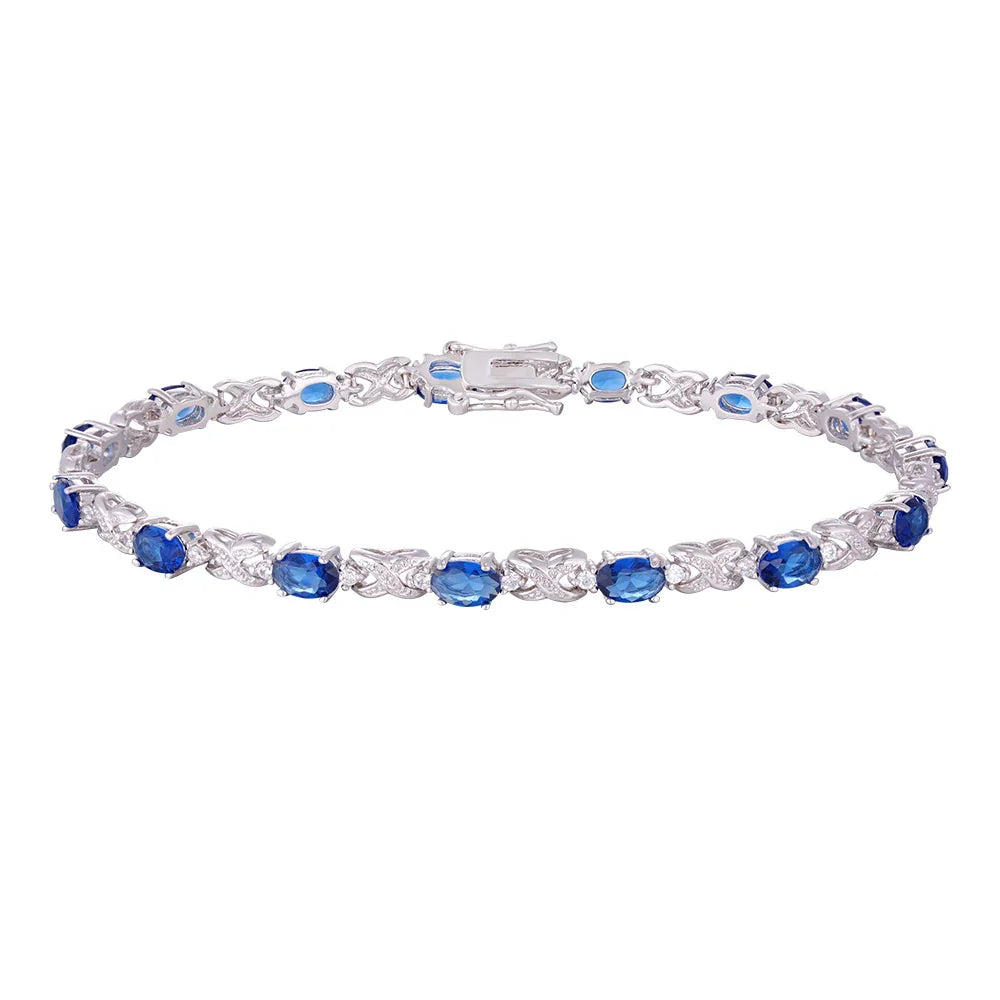 Wholesale copper plated 14k gold buckle bracelet, blue zircon bracelet, women's gift - Lyra