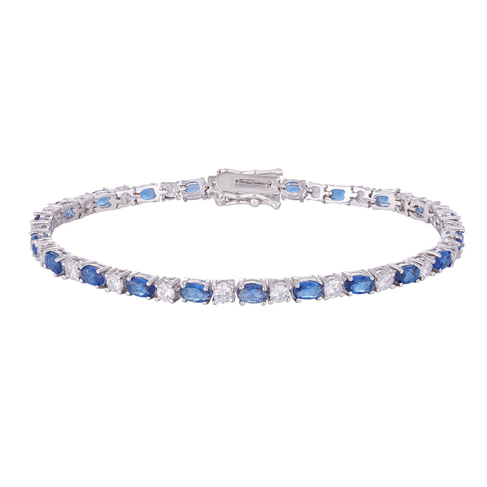 Wholesale copper plated 18k gold buckle bracelet, white and blue zircon bracelet, women's gift - Lyra