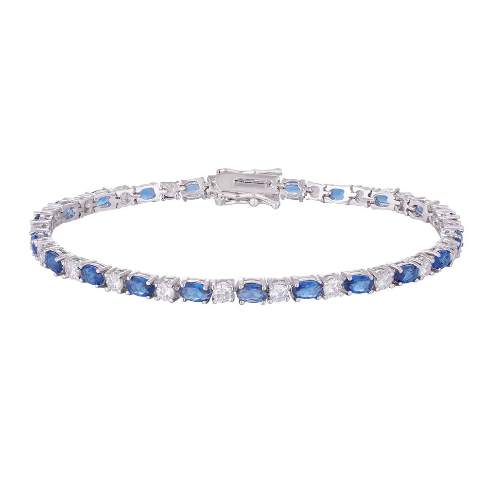 Wholesale copper plated 18k gold buckle bracelet, white and blue zircon bracelet, women's gift - Lyra