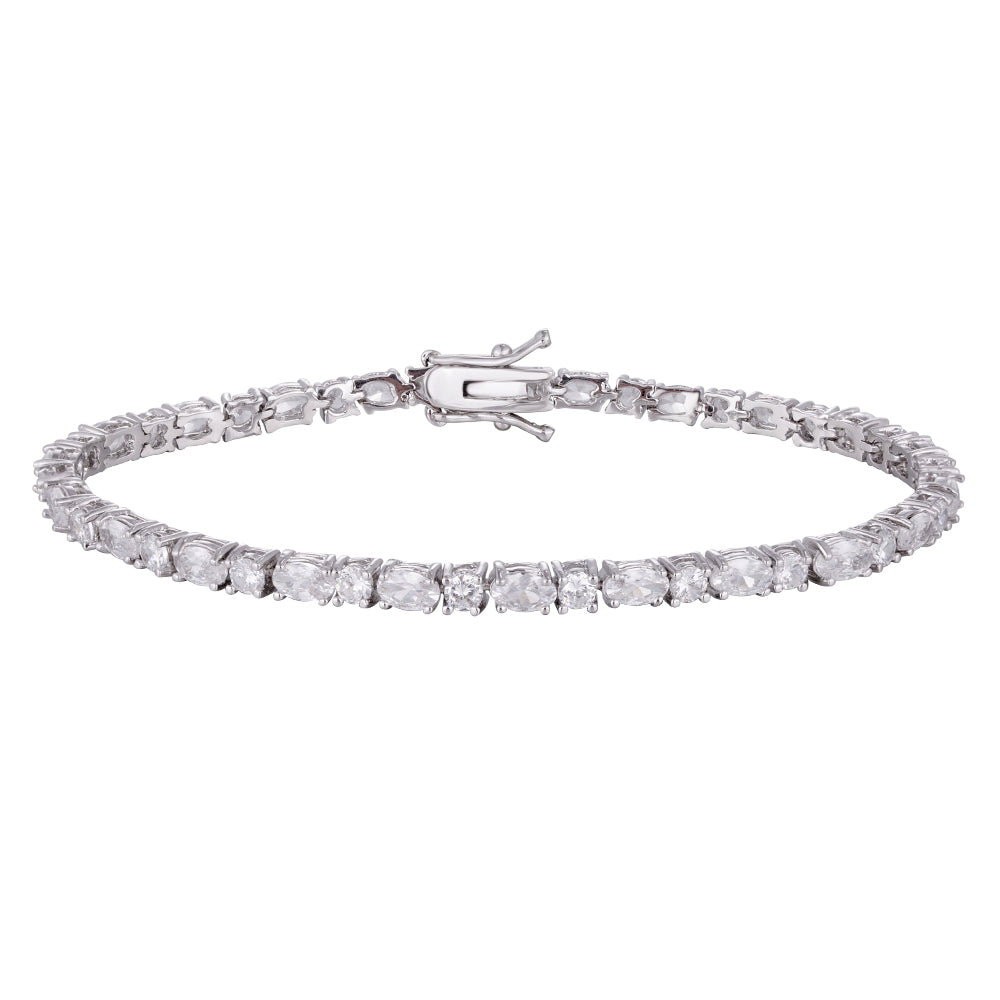 Wholesale copper plated 18k gold buckle bracelet, white and blue zircon bracelet, women's gift - Lyra