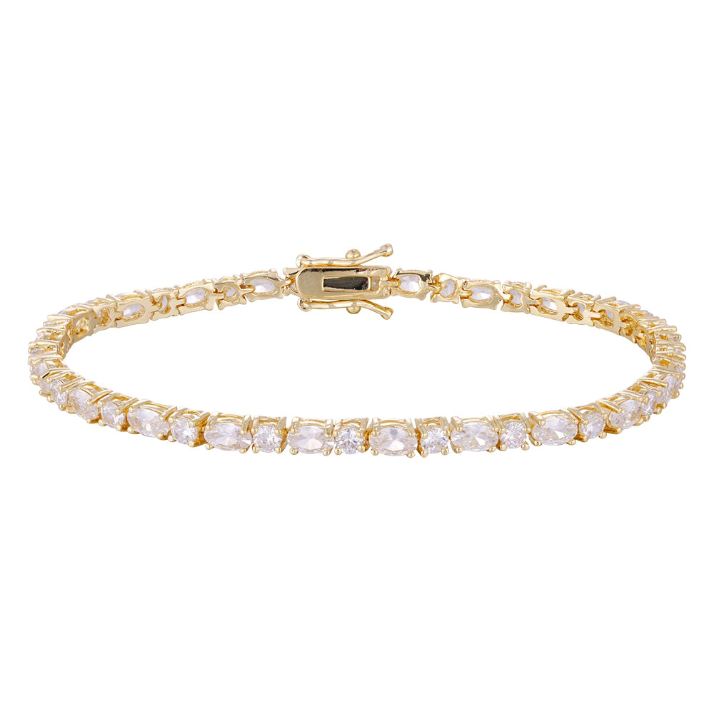 Wholesale copper plated 18k gold buckle bracelet, white and blue zircon bracelet, women's gift - Lyra