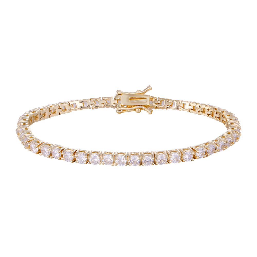 Wholesale copper plated 18k gold buckle bracelet, black and white round zircon bracelet, women's gift - Lyra