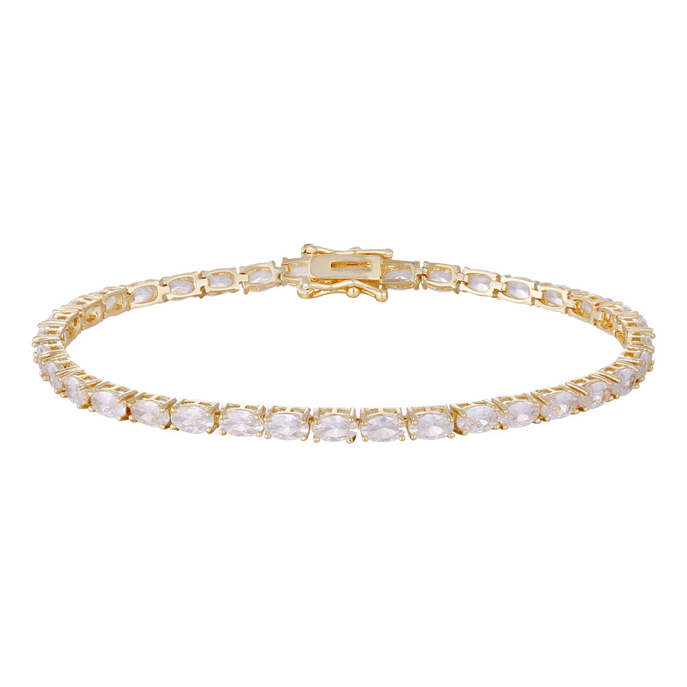 Wholesale copper plated 18k gold buckle bracelet, black and white zircon bracelet, women's gifts - Lyra