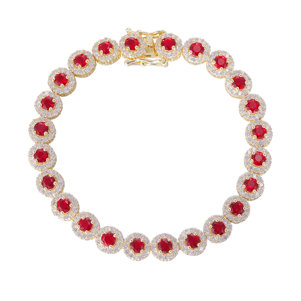 Wholesale copper plated 18k gold buckle bracelet, white and red zircon bracelet, women's gifts - Lyra