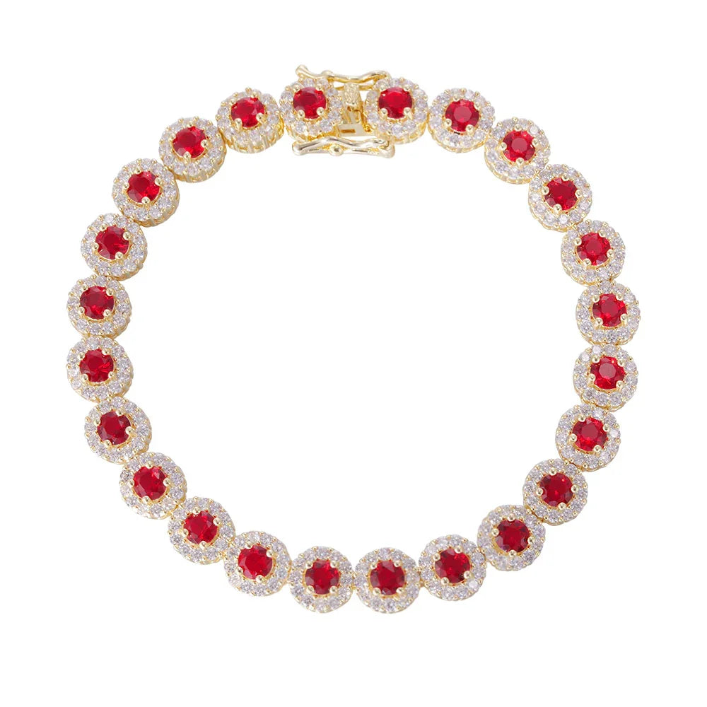 Wholesale copper plated 18k gold buckle bracelet, white and red zircon bracelet, women's gifts - Lyra