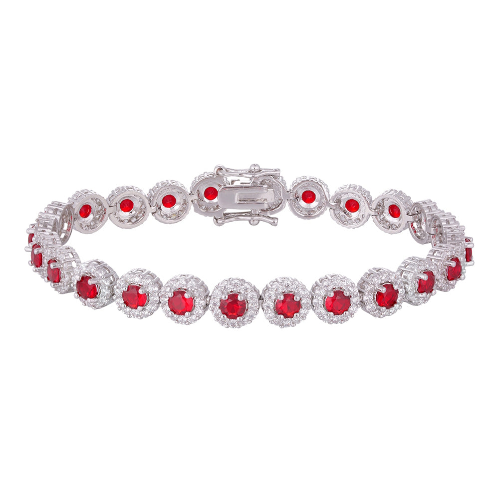 Wholesale copper plated 18k gold buckle bracelet, white and red zircon bracelet, women's gifts - Lyra