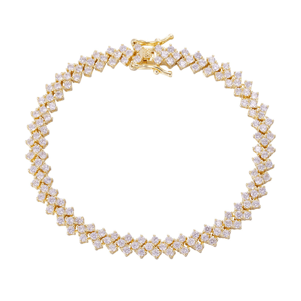 Wholesale copper plated 18k gold buckle bracelet, starry sky zircon bracelet, gold and silver styles, versatile and exquisite - Lyra