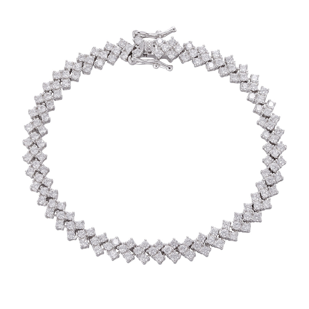 Wholesale copper plated 18k gold buckle bracelet, starry sky zircon bracelet, gold and silver styles, versatile and exquisite - Lyra