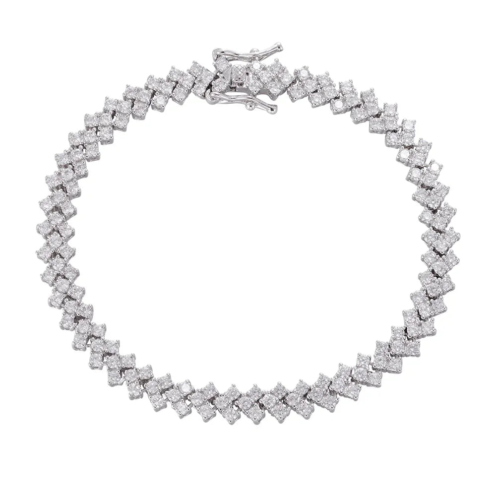 Wholesale copper plated 18k gold buckle bracelet, starry sky zircon bracelet, gold and silver styles, versatile and exquisite - Lyra