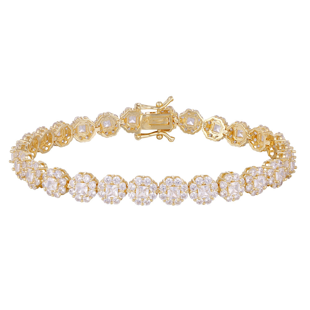 Wholesale 18K gold zircon bracelet, inlaid with blue zircon, adjustable design, original and versatile, women's gift - Lyra