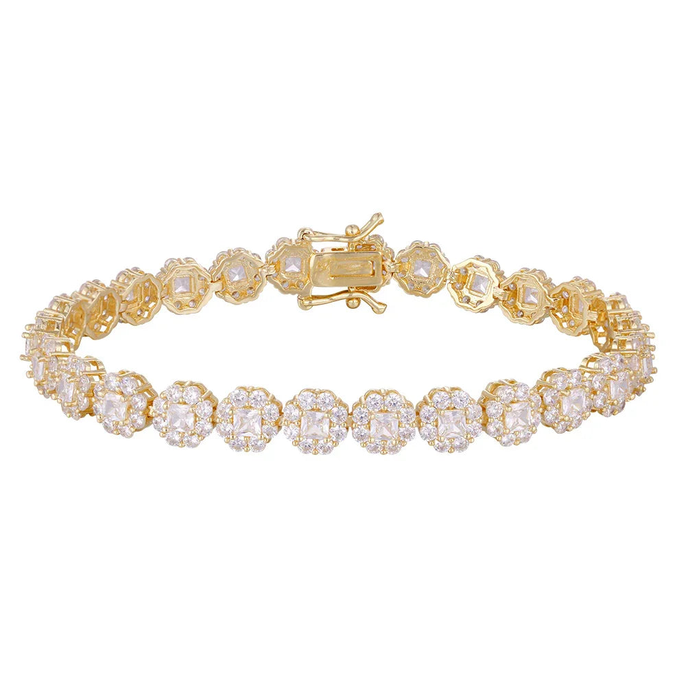 Wholesale 18K gold zircon bracelet, inlaid with blue zircon, adjustable design, original and versatile, women's gift - Lyra