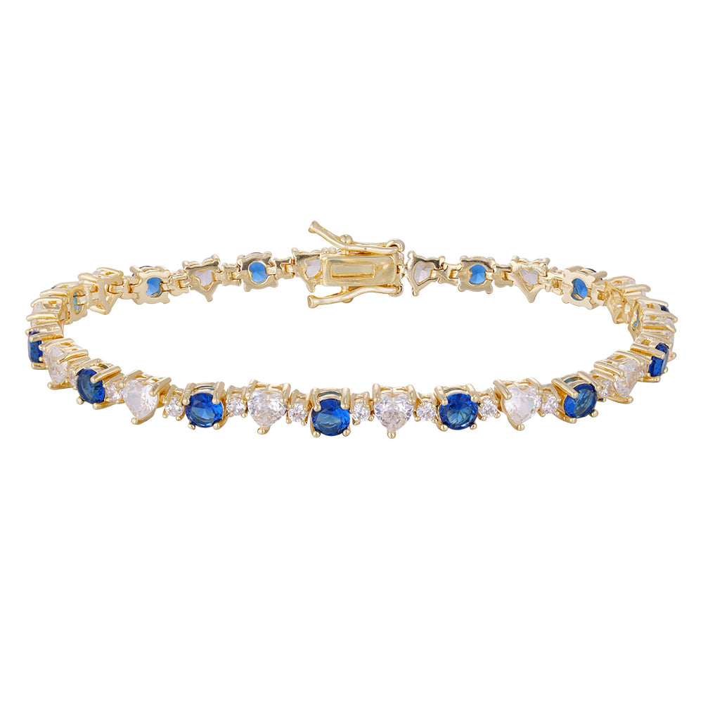Wholesale 18K gold zircon bracelet, inlaid with blue zircon, adjustable design, original and versatile, women's gift - Lyra