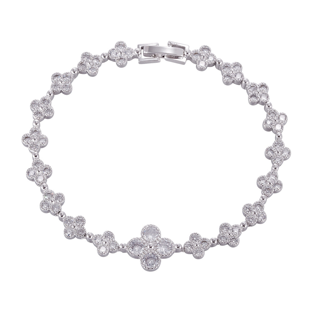 Wholesale 18K gold zircon bracelet, four-leaf clover style, buckle design unique all-match style, women's gift - Lyra