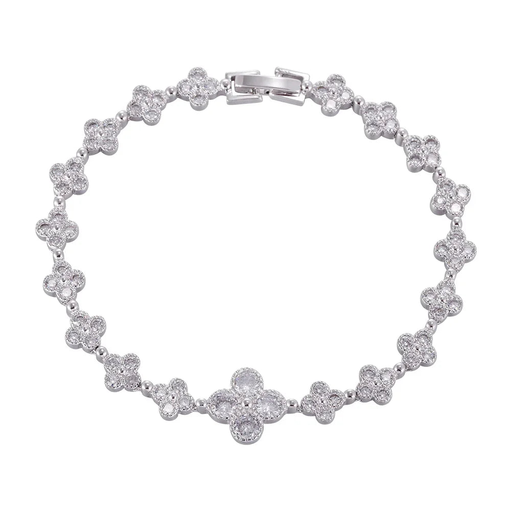 Wholesale 18K gold zircon bracelet, four-leaf clover style, buckle design unique all-match style, women's gift - Lyra