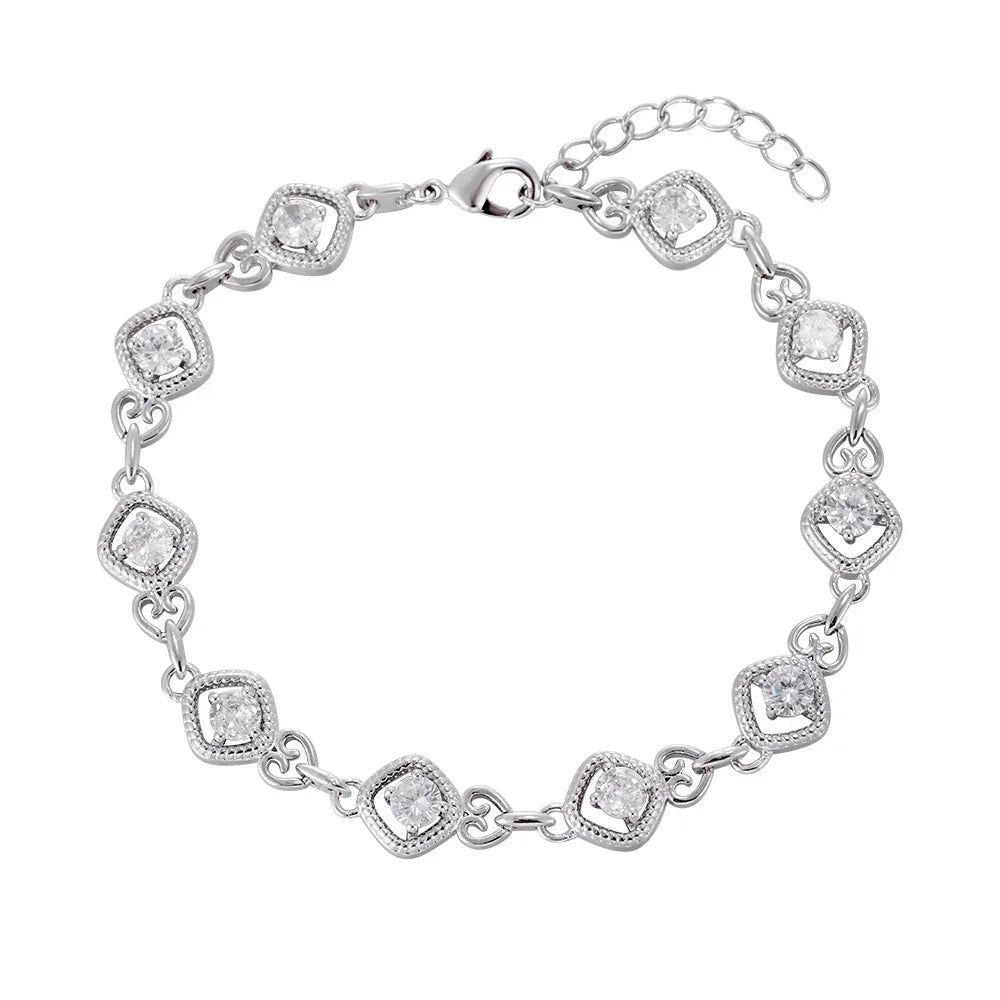 Three-layer copper-plated square zircon bracelet, wholesale purchase, not easy to fade and allergic. - Lyra