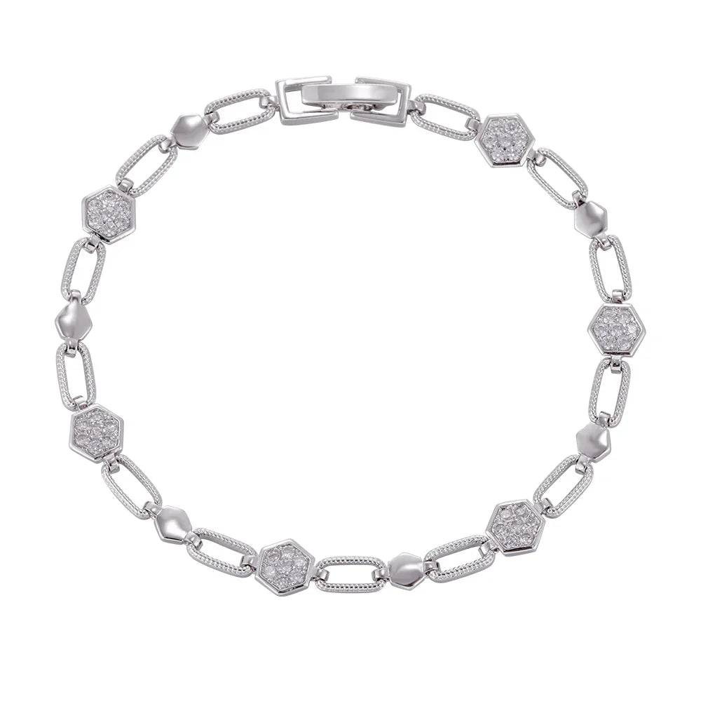 Three-layer copper-plated zircon pentagon bracelet, wholesale purchase, not easy to fade and allergic. - Lyra