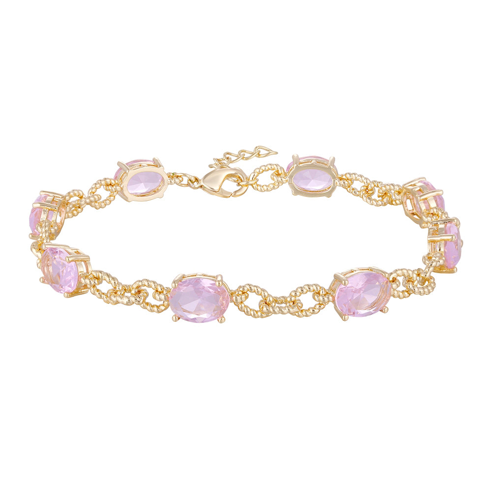Copper plated 14k gold three-layer bracelet, colorful zircon embellish your wrist - Lyra