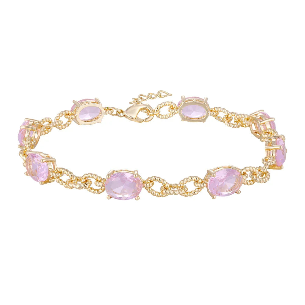 Copper plated 14k gold three-layer bracelet, colorful zircon embellish your wrist - Lyra