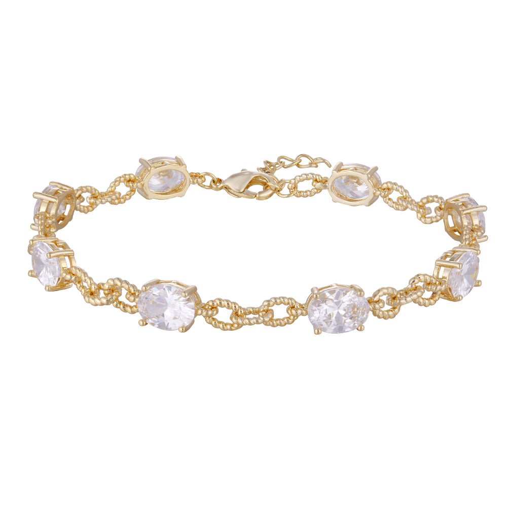 Copper plated 14k gold three-layer bracelet, colorful zircon embellish your wrist - Lyra