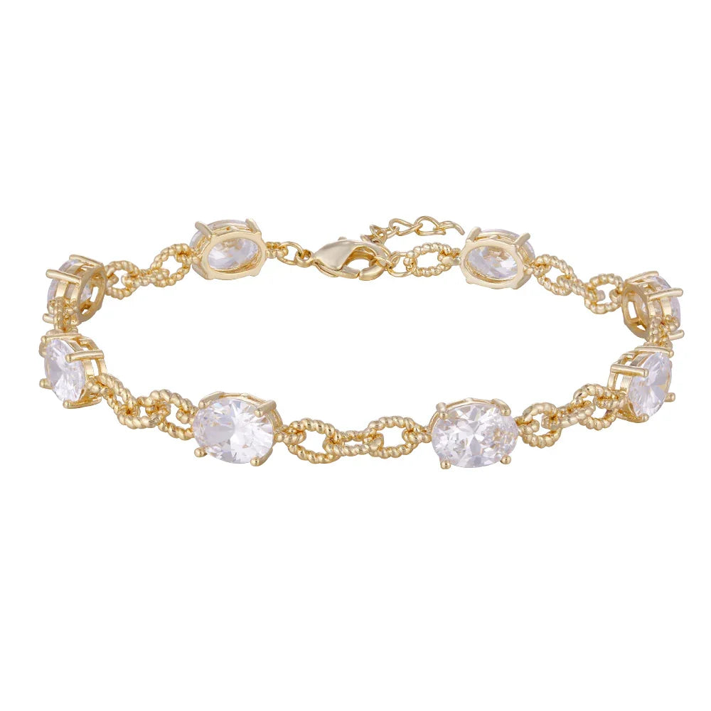 Copper plated 14k gold three-layer bracelet, colorful zircon embellish your wrist - Lyra