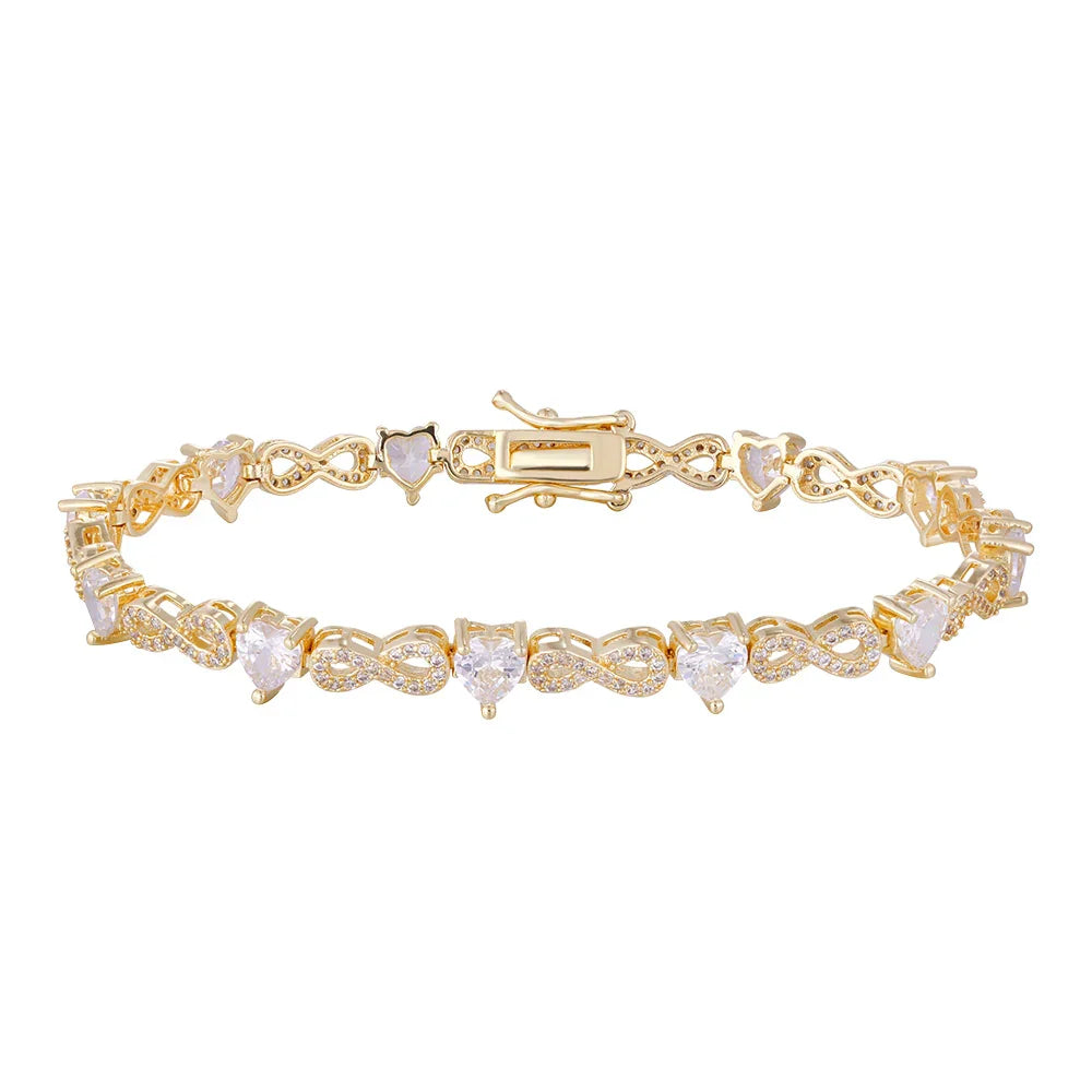Wholesale 18k zircon bracelet, hand-made micro-inlaid natural zircon, infinity symbol design, buckle design for easy wearing, women's gift - Lyra