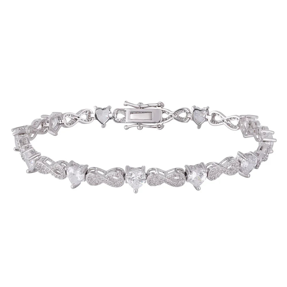 Wholesale 18k zircon bracelet, hand-made micro-inlaid natural zircon, infinity symbol design, buckle design for easy wearing, women's gift - Lyra