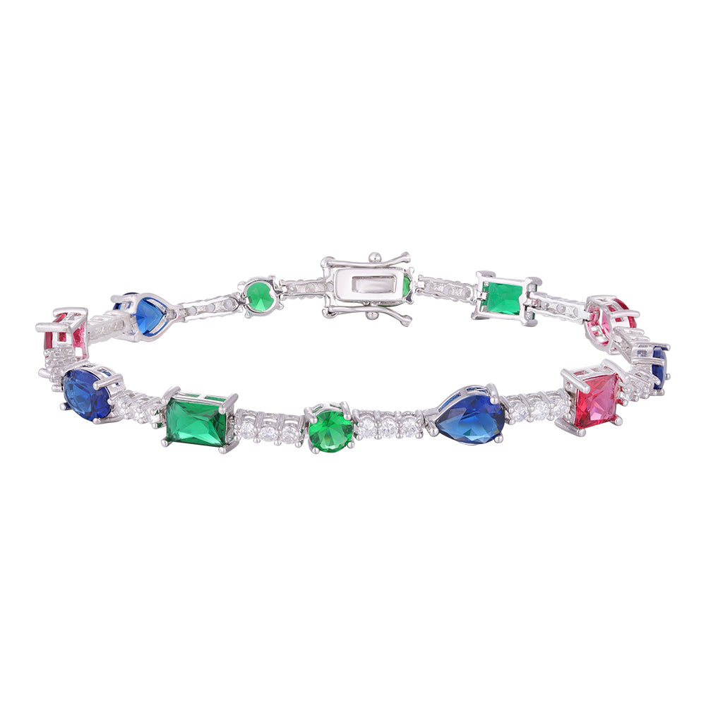 Wholesale 18k zircon bracelet, hand-made micro-inlaid natural zircon, colorful zircon summer bracelet, buckle design for easy wearing, women's gift - Lyra