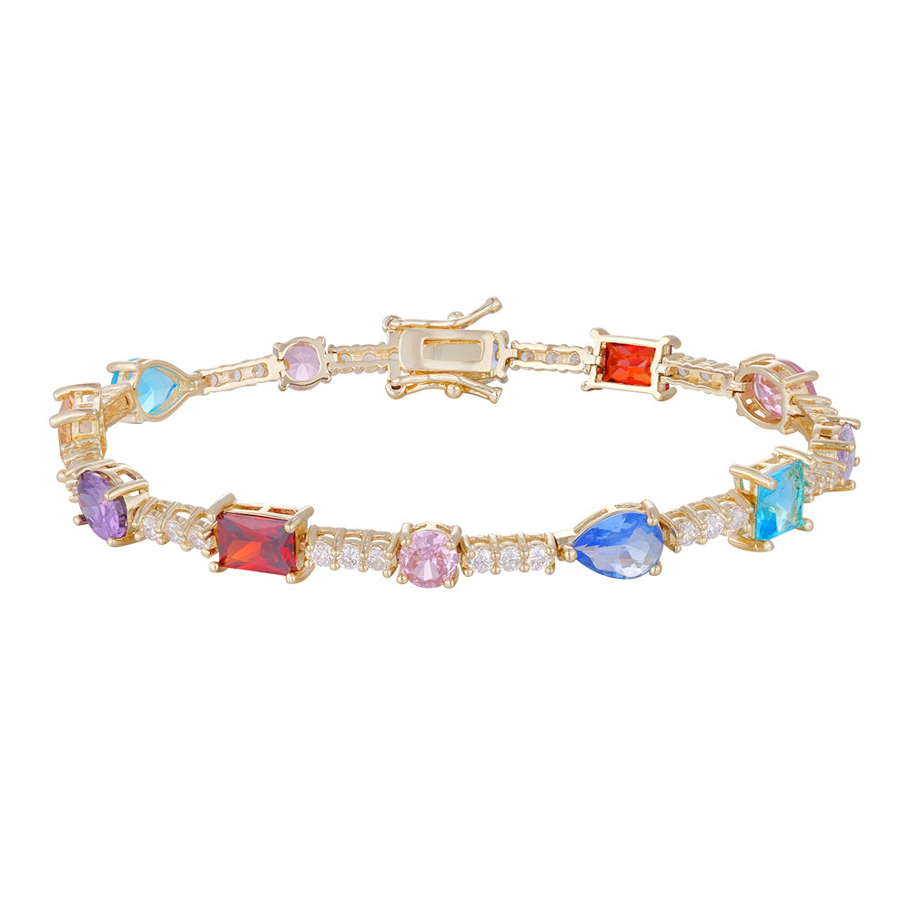 Wholesale 18k zircon bracelet, hand-made micro-inlaid natural zircon, colorful zircon summer bracelet, buckle design for easy wearing, women's gift - Lyra