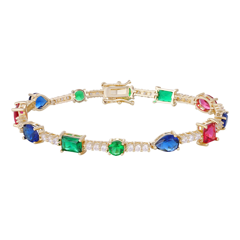 Wholesale 18k zircon bracelet, hand-made micro-inlaid natural zircon, colorful zircon summer bracelet, buckle design for easy wearing, women's gift - Lyra
