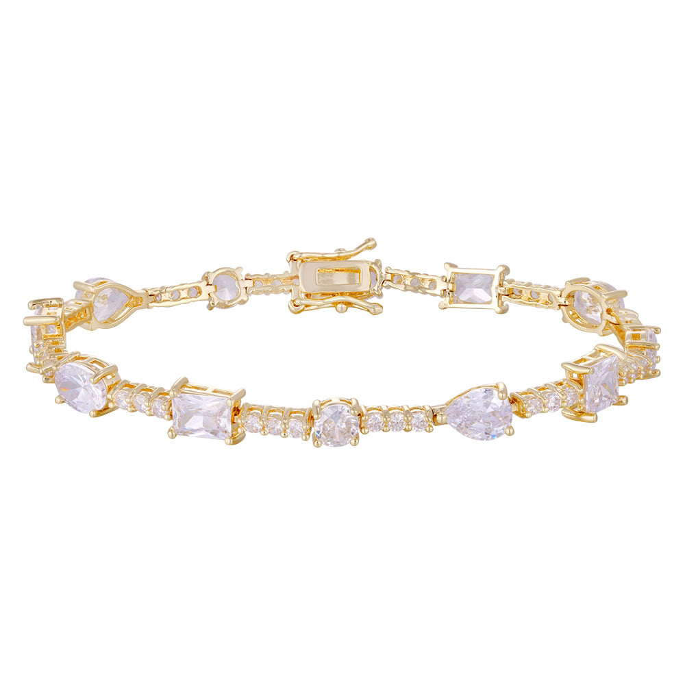 Wholesale 18k zircon bracelet, hand-made micro-inlaid natural zircon, colorful zircon summer bracelet, buckle design for easy wearing, women's gift - Lyra