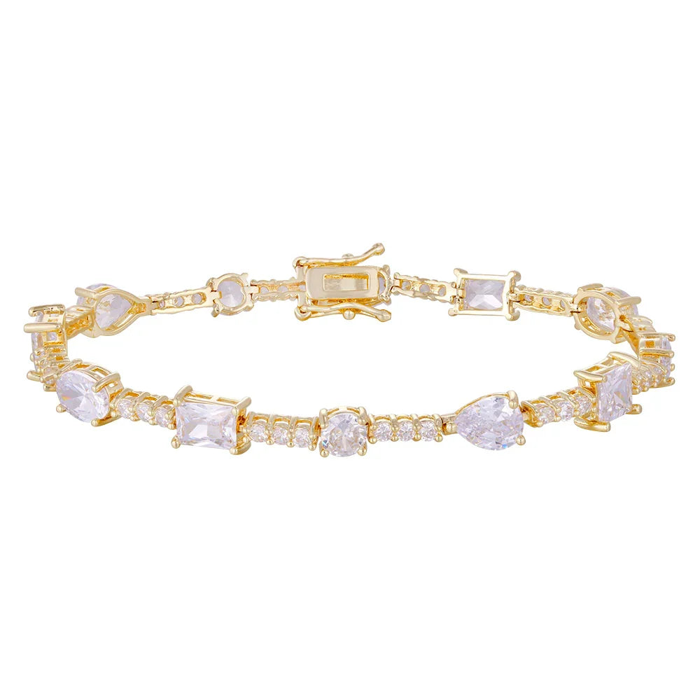 Wholesale 18k zircon bracelet, hand-made micro-inlaid natural zircon, colorful zircon summer bracelet, buckle design for easy wearing, women's gift - Lyra