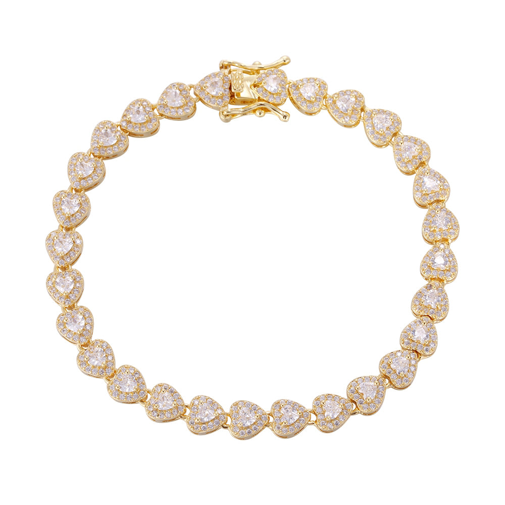 Wholesale 18k zircon bracelet, hand-made micro-inlaid natural zircon, love zircon summer bracelet, buckle design for easy wearing, women's gift - Lyra