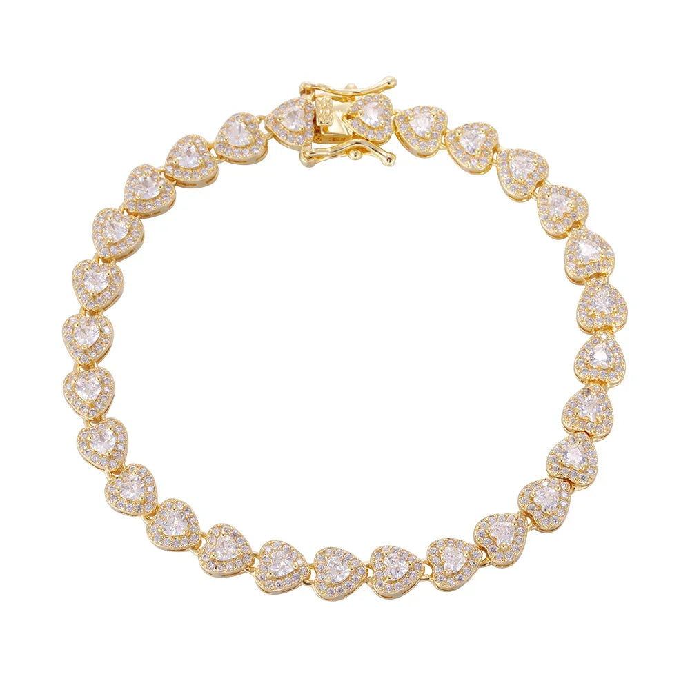 Wholesale 18k zircon bracelet, hand-made micro-inlaid natural zircon, love zircon summer bracelet, buckle design for easy wearing, women's gift - Lyra