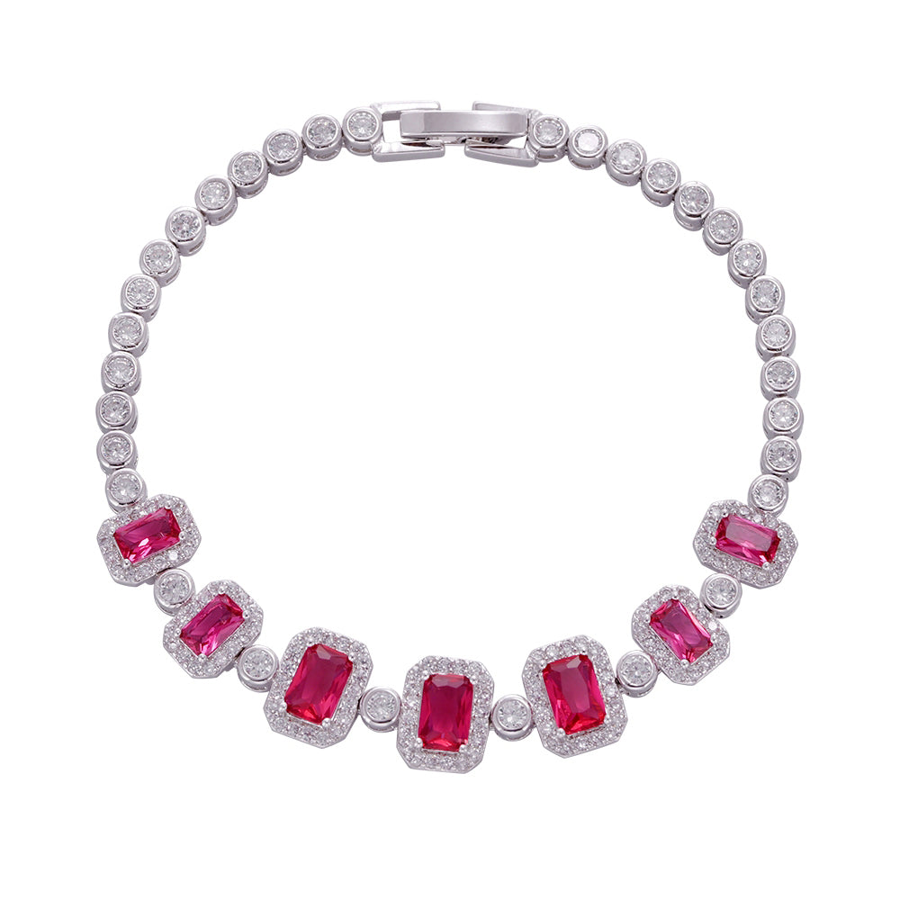 Wholesale 18k zircon bracelet, handmade micro-inlay, buckle design, red zircon splicing big brand replacement, not easy to fade, women's gift - Lyra