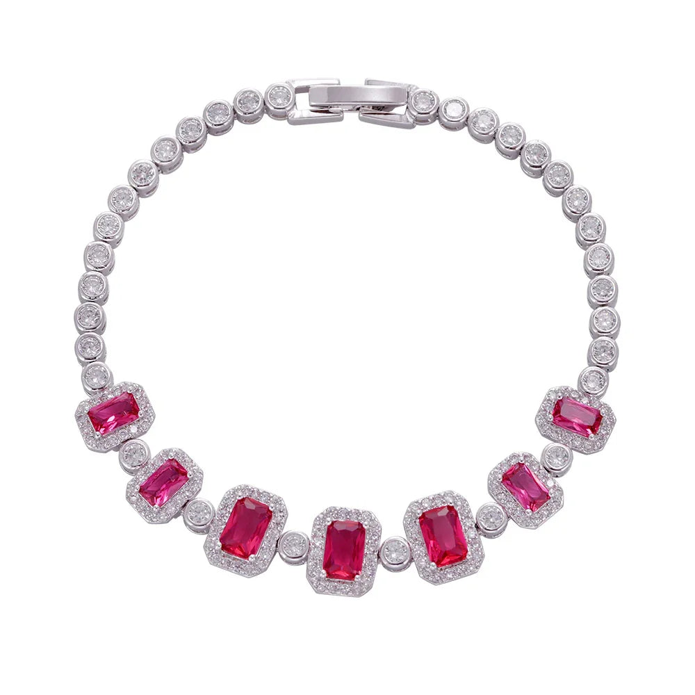Wholesale 18k zircon bracelet, handmade micro-inlay, buckle design, red zircon splicing big brand replacement, not easy to fade, women's gift - Lyra