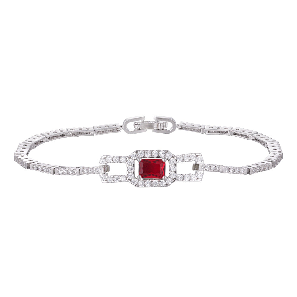 Wholesale 18k zircon bracelet, hand-made micro-inlay, buckle design, red zircon embellishment, big brand replacement, not easy to fade - Lyra