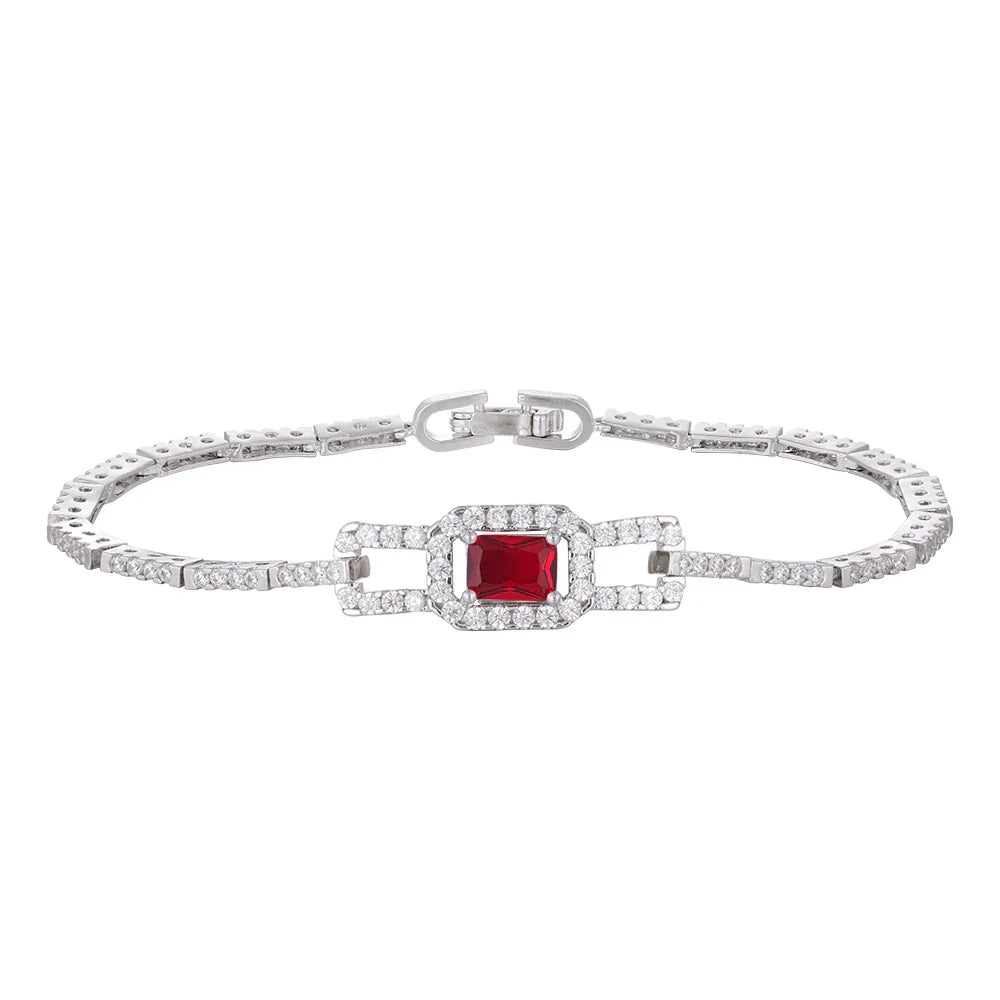 Wholesale 18k zircon bracelet, hand-made micro-inlay, buckle design, red zircon embellishment, big brand replacement, not easy to fade - Lyra