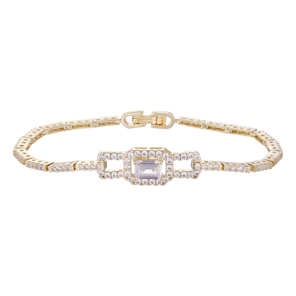 Wholesale 18k zircon bracelet, hand-made micro-inlay, buckle design, red zircon embellishment, big brand replacement, not easy to fade - Lyra