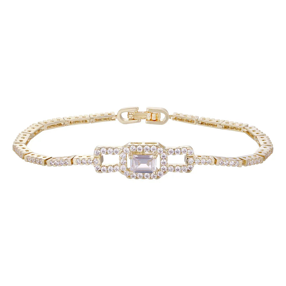 Wholesale 18k zircon bracelet, hand-made micro-inlay, buckle design, red zircon embellishment, big brand replacement, not easy to fade - Lyra